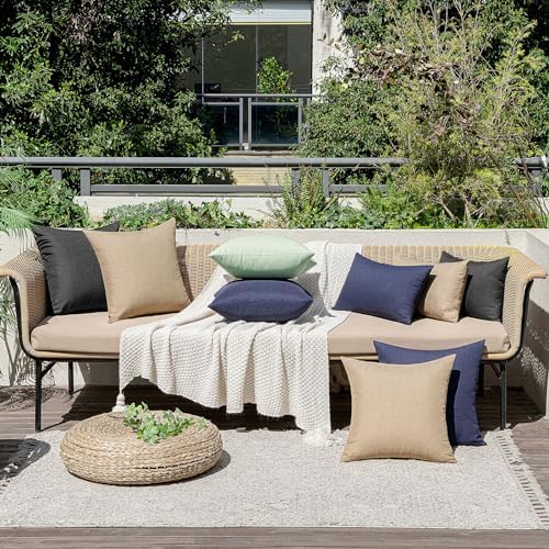 MIULEE Decorative Outdoor Pillow Covers Waterproof 18x18 Light Tan - Image 5