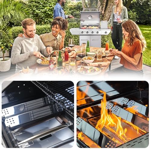 CANDANA Replacement Parts for Nexgrill 4 Burner Heat Tents Home Depot 720-0830H Gas Grill Flame Guards Shield Plates Burner Covers Stainless Steel 14.6" - Image 3