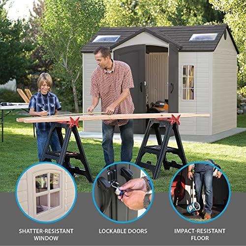 Lifetime 60005 Outdoor Storage Shed with Windows, Skylights and Shelving, 10 x 8 Feet - Image 4