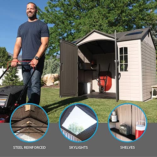 Lifetime 60005 Outdoor Storage Shed with Windows, Skylights and Shelving, 10 x 8 Feet - Image 3