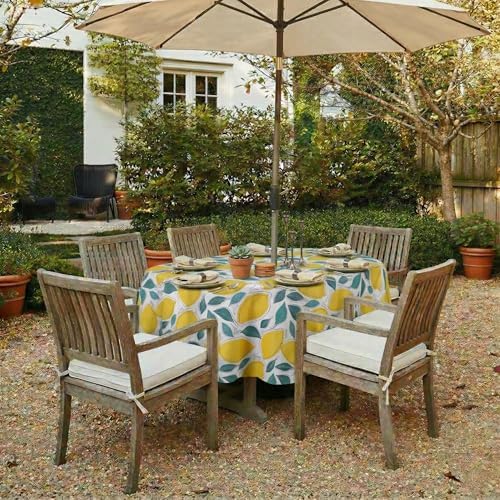 EHouseHome Outdoor Indoor Tablecloth with Umbrella Hole for Oval Table,Waterproof Patio Table Cloths, Spring/Summer Table Covers with Zipper for Backyard Circular Table/BBQs/Picnic,60 x 84 inches - Image 2