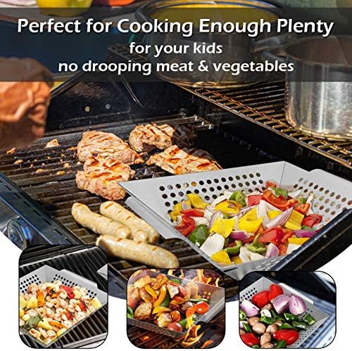 8” Grilling Basket, HaSteeL Small BBQ Grill Basket Wok Set of 2 for Vegetable, Kabobs, Shrimps, Heavy Duty Stainless Steel Grilling Accessories for All Grills, Dishwasher Safe - Image 6