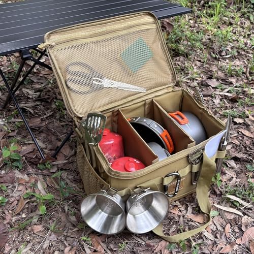 Tactical Camping Storage Bag 18L Utility Tote Bag Camp Kitchen and Trunk Organizer (Khaki) - Image 5