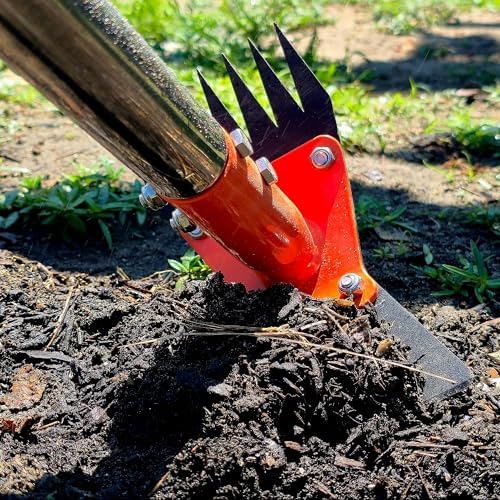 2-in-1 Garden Hoe and Weed Puller Rake 61 Inch Spring Steel Head Adjustable Long Handle Weeding Tool Heavy Duty Sand Texture Finish, Weed Remover for Garden, Yard, Lawn, Driveway - Image 3