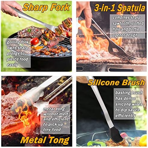 Leonyo Metal Barbecue Grilling Tools for Outdoor Grill Set of 6 - Image 4