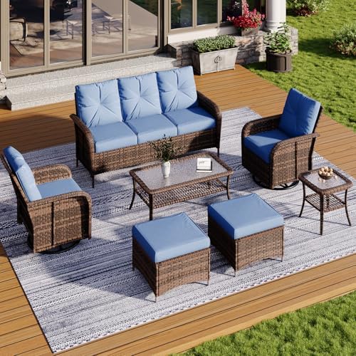 Aoxun 7-Piece Wicker Rattan Patio Furniture Set with Thick Cushions - Image 2
