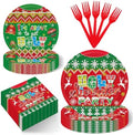 96Pcs Ugly Sweater Paper Plates Napkins Set for 24 Guests by Lianxuia