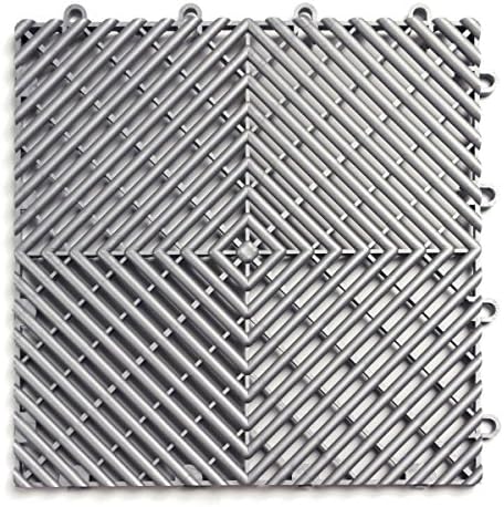 SnapLock RaceDeck Free-Flow 12"x12" Interlocking Garage Tiles, 12pk, Alloy by BigFloors
