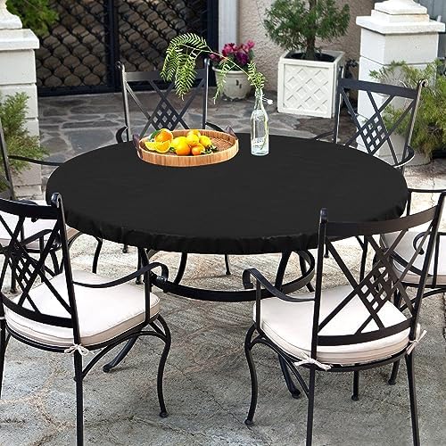 LUSHVIDA 4PCS Round Tablecloth, Fitted Table Cloth for 45"-56" Tables Black - Image 4