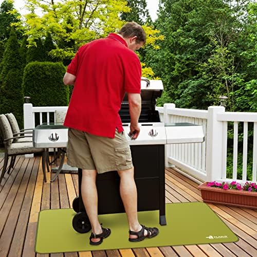 FLASLD Under Grill Mat 32 x 60 inches, Grill and Stove Protective Mat, Protects Decks and Patios from Grease Splashes, Silicone Fiberglass Flame Retardant Material, Spinach Green - Image 2