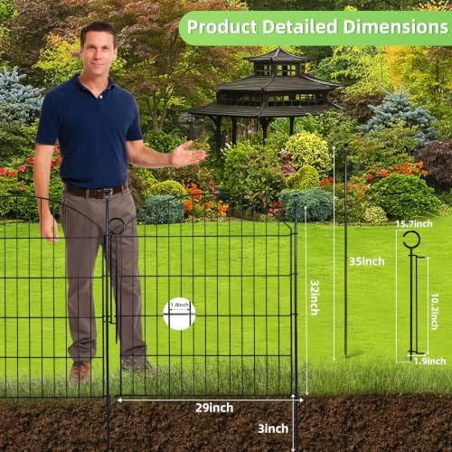 Decorative Garden Fence, 32in (H) x 12ft(L) No Dig Fence with Gate - Image 2