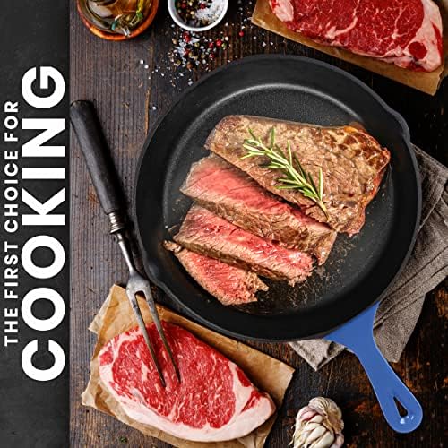 Utopia Kitchen Cast Iron Skillet Set 3 Piece 6 8 10 Inch PFAS-Free Blue - Image 6