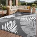 GENIMO Outdoor Rug, Waterproof Plastic Rugs for Patio, 9'x12' Grey White by GENIMO