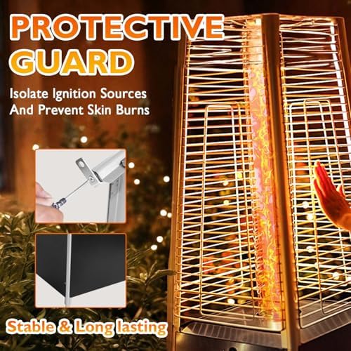 Patio Heater 48,000 BTU Outdoor Heaters for Patio Propane with Detachable Wheels, Quartz Glass Tube Pyramid Design, Protective Cover, Outdoor Terrace Garden Poolsid Commercial Residentia (Brown) - Image 7