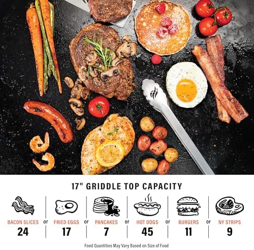 Blackstone 2142 Original 17” Tabletop Griddle with Low-Maintenance Stainless Steel Front Plate, Powder Coated Steel, Black - Image 6