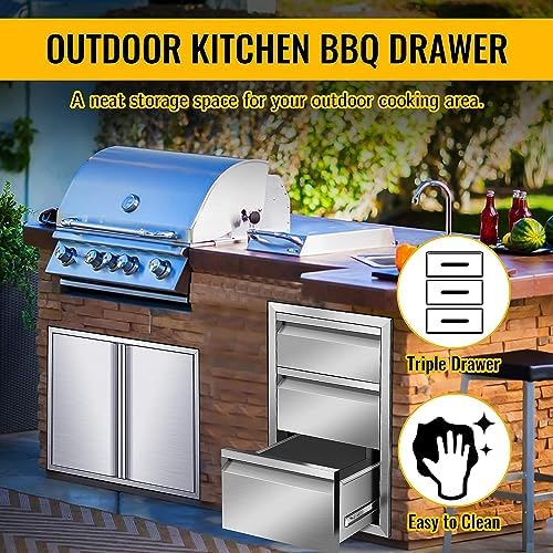 17W x 30H x 21D Inch Outdoor Kitchen Drawers, Flush Mount Access BBQ Drawers, BBQ Island Drawers for Outdoor Kitchens or BBQ Island Patio Grill Station - Image 6