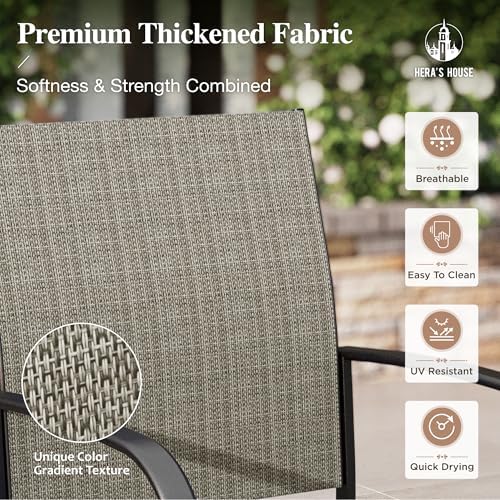 HERA'S HOUSE 9pc Outdoor Patio Dining Set for 8, Textilene Chairs, Brown - Image 2
