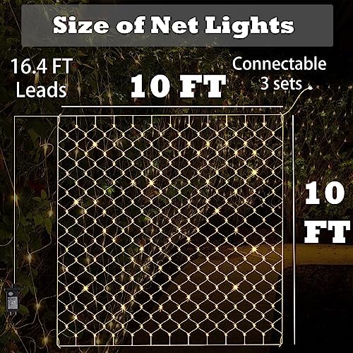 LED Net Lights, 270L 10×10 FT Outdoor Mesh Lights for patio, Pergolas - Image 3