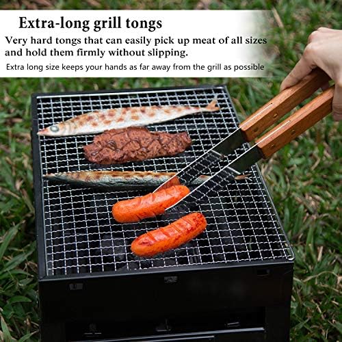 IMAGE Wooden BBQ Accessories Grill Sets,Stainless Steel BBQ Grill Tools Utensils Set for Outdoor Grilling, Cooking, Backyard Barbecue & Camping Gift for Man Dad Women Barbecue Enthusiasts Set of 4 - Image 5