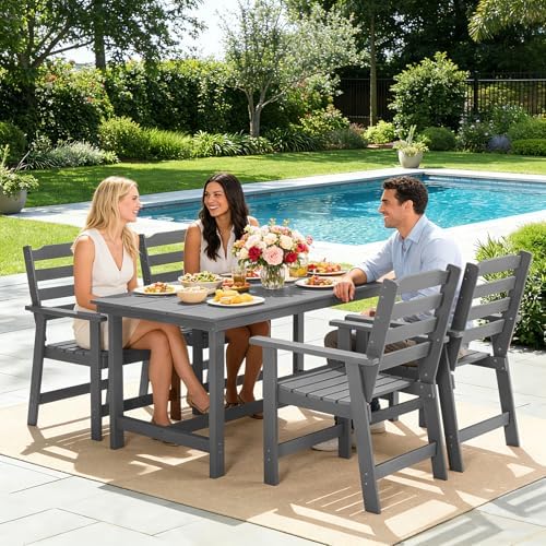 FUNBERRY Outdoor Dining Chairs Set of 4, HDPE Patio Chairs for Outside - Image 7