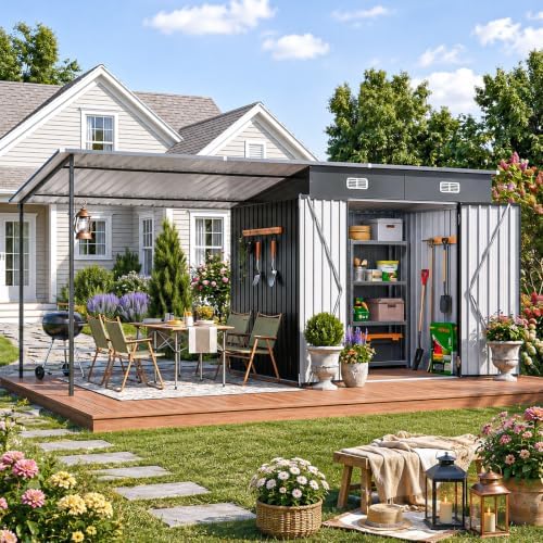 6x4FT Outdoor Storage Shed & Hardtop Gazebo Combo by Breezestival