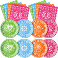 Roshtia 120 Pcs Mexican Plates and Napkins Set, Papel Picado Design by Roshtia