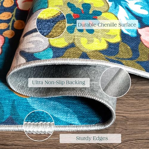 Front Door Mat Outside Entrance - 2x3 Colorful Botanical Floral Rug - Image 2