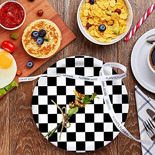 40 Pcs Black & White Checkered Party Supplies - Racing Themed Paper Plates, 7" Dessert Plates for Kids Sports Themed Race Car Birthday Party Decorations - Image 3