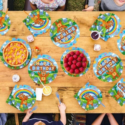 96Pcs Bear Lemmings Birthday Party Decorations for Animals Serves 24 - Image 7