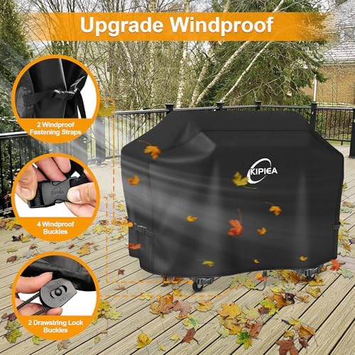 Kipiea 600D Heavy Duty Pellet Grill Cover for Camp Chef Woodwind Pro 36 & Woodwind 36, Waterproof Wood Pellet Smoker Cover with Windproof Buckles, UV Resistant, No Tear, No Fading - Image 5