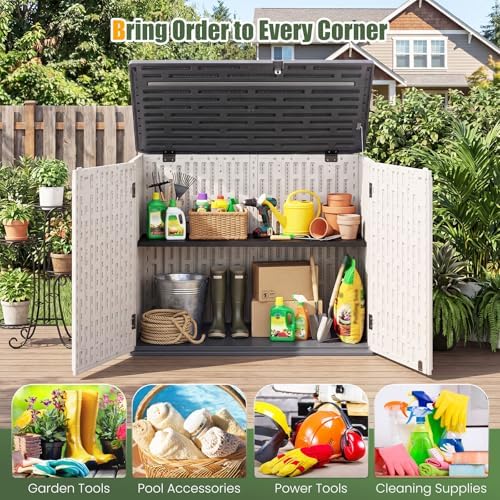 Tangkula 20 Cu.Ft Large Outdoor Storage Cabinet w/Adjustable Shelf - Image 4