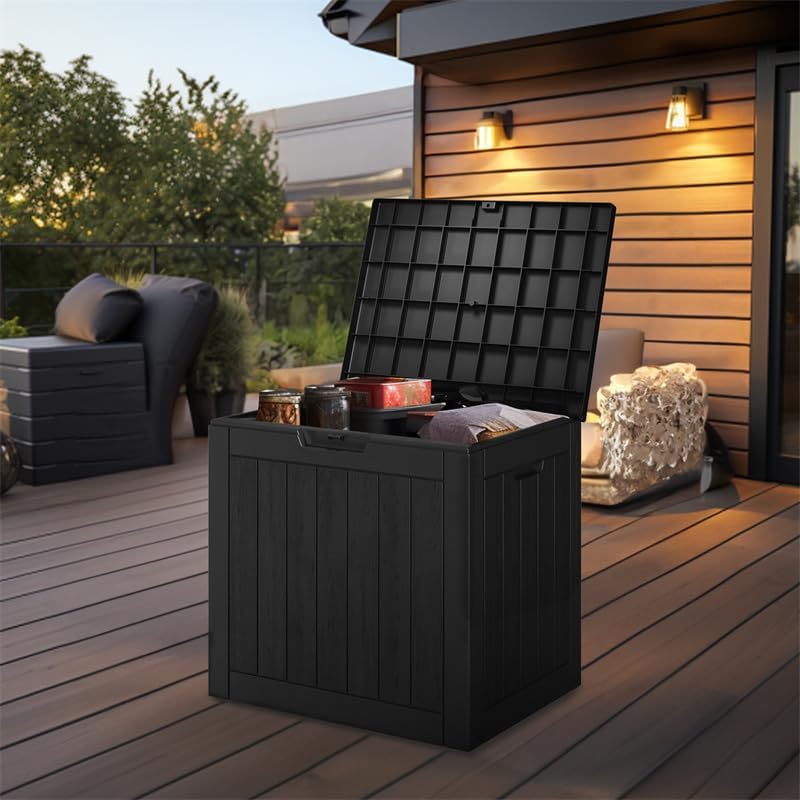 PatioZen 30 Gallon Resin Deck Box, Lockable Outdoor Storage Box for Patio Cushions Storage Furniture, Garden Tools,Pool Supplies, Weatherproof and UV Resistant (Black) - Image 5