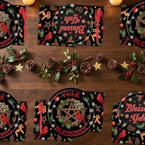 Yule Blessing Winter Solstice Party Dinnerware Decorations 96pc - Image 5
