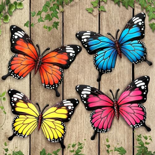 4 Pcs Metal Butterfly Decorations, 6.7'' Butterfly Wall Hanging Decor by LSFFM