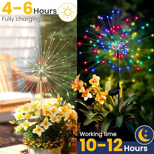 GIGALUMI 6 Pack Solar Firework Lights Outdoor, Garden Decor, Multicolored - Image 2
