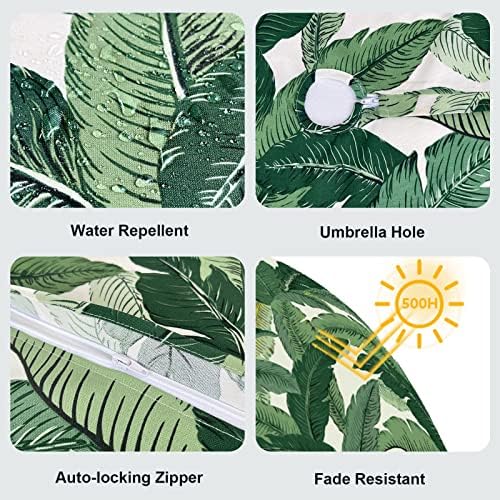 LVTXIII Rectangle Outdoor Tablecloth with Umbrella Hole and Zipper, Water-Repellent 60 x 84 Inch Patio Table Cover for Picnic, Garden, Backyard Dining, Swaying Palms Green - Image 4