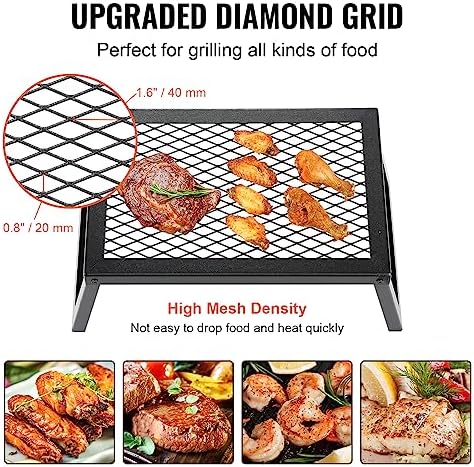 VEVOR Folding Campfire Grill, 18" Portable Camping Grates Over Fire Pit, Heavy Duty Steel Mesh Grate, Camp Fire Cooking Equipment with Legs Carrying Bag, Grilling Rack for Outdoor Open Flame Cooking - Image 5