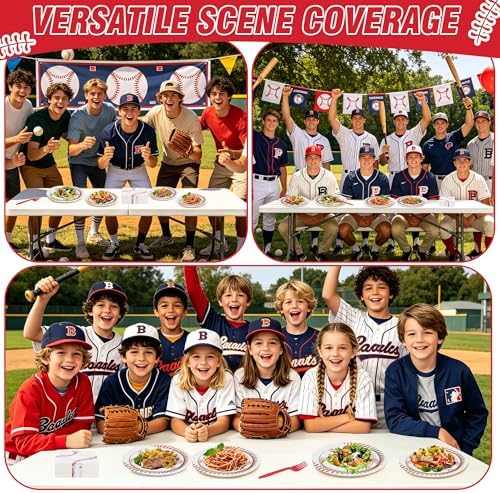 100 Pcs Disposable Baseball Party Tableware Set for 25 Guests - Image 5