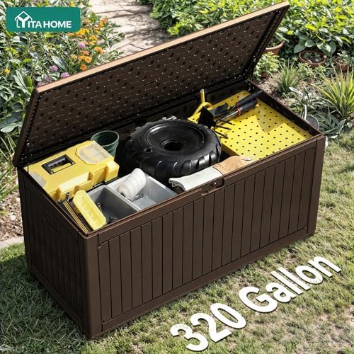 YITAHOME 320 Gallon Double-Wall Deck Box with Divider & Side Handles - Image 6