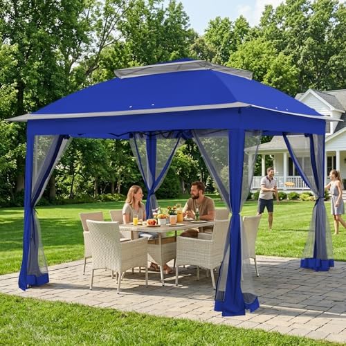 COOS BAY 11x11 Pop Up Gazebo with Netting, Canopy Tent, Royal Blue - Image 5