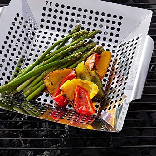 Outset Grill Wok With Holes, Stainless Steel, Square With Handles - Image 6