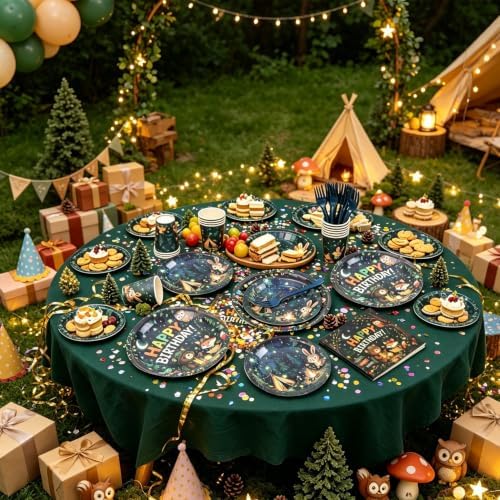 120Pcs Camping Adventure Birthday Paper Plates and Napkins Party Supplies - Image 5