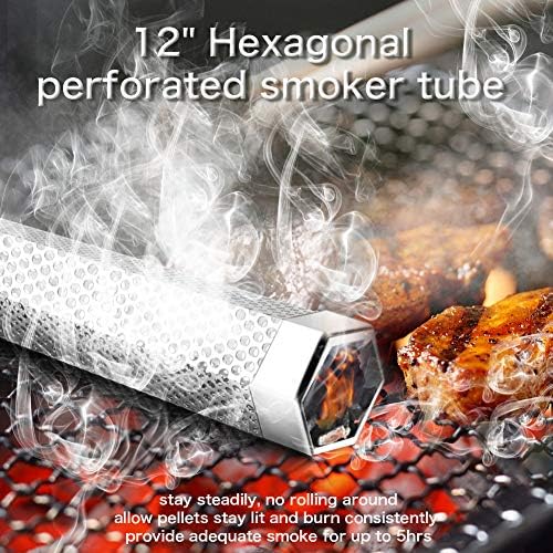 LANNEY Smoke Tube for Pellet Smoker 2 Pack, 12'' Smoker Tube for Pellet Grill - Hot or Cold Smoker Accessories for Electric Gas Charcoal Grilling, Stainless Steel Portable Barbecue Smoking Tube - Image 2