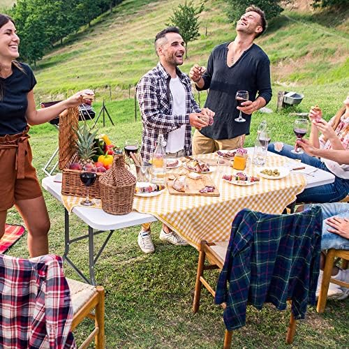 SUPER DEAL 6FT Folding Table for Indoor Outdoor, Portable Heavy Duty Fold-in-Half Plastic Dining Picnic Party Camping Table with Carrying Handle - Image 2