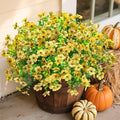Daisy Artificial Flowers for Outdoors Decor, 12 Bundles Faux Daisy with Eucalyptus Fake Plants Greenery UV Resistant Look Real Colorful Faux Flowers for Outside Planter Porch Patio Gardens, Yellow by florisso