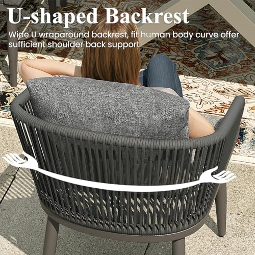 LayinSun 9 Pieces Outdoor Patio Dining Set, Aluminium Rectangular Dining Table and Wicker Rattan Chairs Set for Outside Backyard, Poolside - Image 3