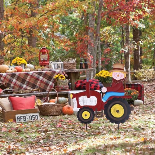 YEAHOME Fall Decorations Outdoor, Metal Scarecrow Tractor Decorative Garden Stakes for Fall Decor, Scarecrow Yard Signs for Home Outside Garden Lawn Porch Farm Thanksgiving Decorations Outdoor - Image 5