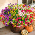 Daisy Artificial Flowers for Outdoors Decor, 12 Bundles Faux Daisy with Eucalyptus Fake Plants Greenery UV Resistant Look Real Colorful Faux Flowers for Outside Planter Porch Patio Yard Gardens, Mix by florisso