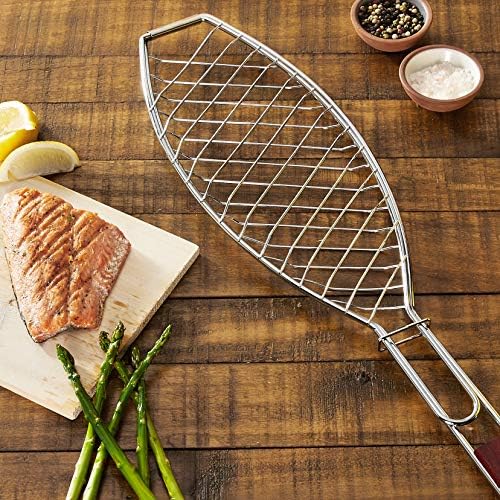 Outset QC70 Fish Grill Basket and Skillet with Rosewood Handle - Image 6