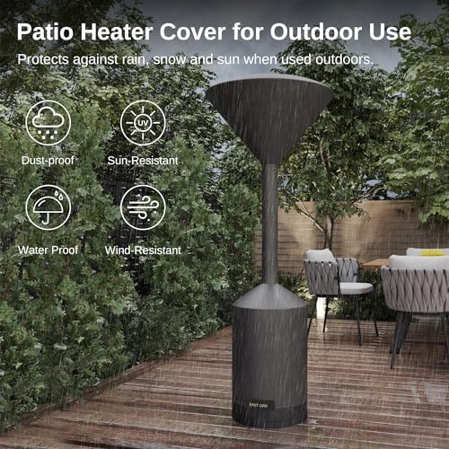EAST OAK Patio Heater Cover as Accessory for Outdoor Patio Heater, 300D Oxford Fabric, Zipper, Waterproof, Dustproof, Sunproof, 91.3" H x 34.6" Dome x 19.88" Base, Dark Gray - Image 6